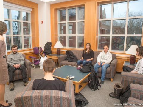 students meditating